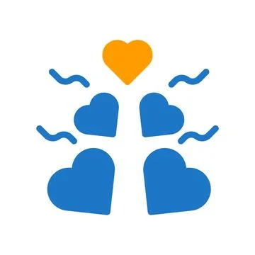 Decoration love icon solid blue orange style valentine illustration symbol .. イラスト素材