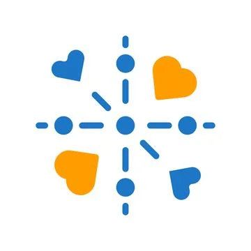 Decoration love icon solid blue orange style valentine illustration symbol .. 스톡 일러스트