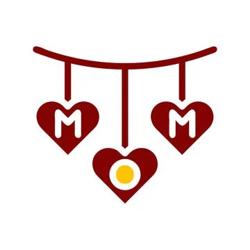 Decoration love icon solid red yellow colour mother day symbol illustration. Stock Illustration