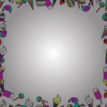 Decoration pattern style. Border design is pattern in doodles art style. Decorat Stock Illustration