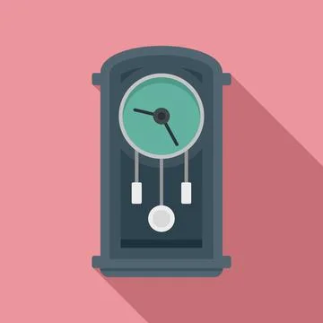 Decoration pendulum clock icon, flat style Stock Illustration