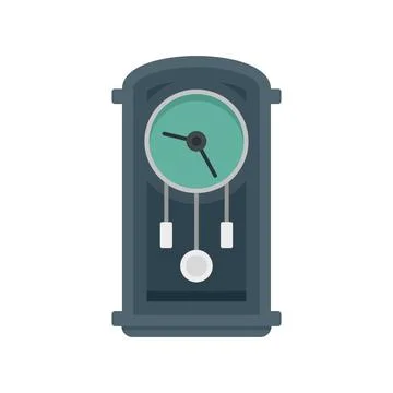 Decoration pendulum clock icon flat isolated Stock Illustration
