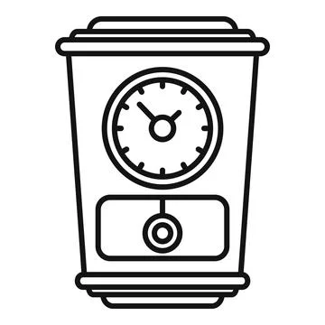 Decoration pendulum clock icon, outline style Stock Illustration