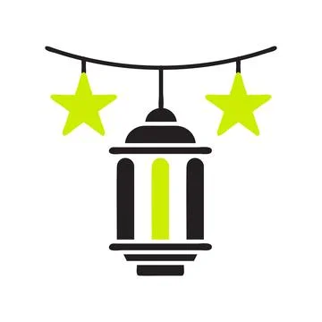 Decoration Ramadan icon solid black green colour ramadan symbol illustratio.. Illustrazione stock
