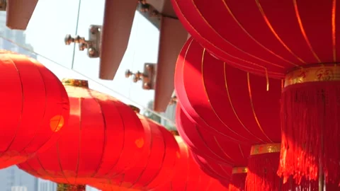 Decoration of Red lanterns during Lunar New Year Stock-Footage 278143192