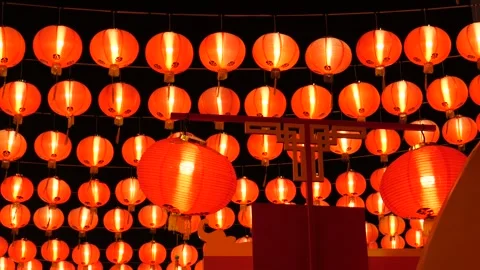 Decoration of Red lanterns during Lunar New Year Video stock 278535204