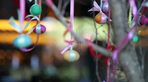 Decoration of the restaurant to celebrate Easter Stock Footage 37594162
