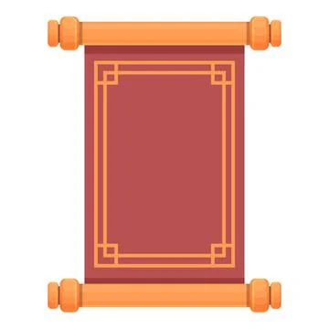Decoration scroll icon cartoon vector. China card Stock Illustration