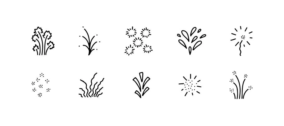 Decoration shiny light elements, line hand drawn doodle set. Abstract festi.. Illustrazione stock