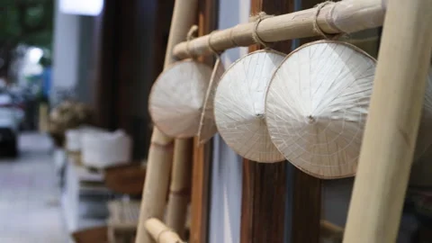 Decoration of small vietnamese hats. Stock Footage 301685350