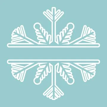 Decoration snowflake frame, monogram for text, cutout, line isolated on Illustrazione stock