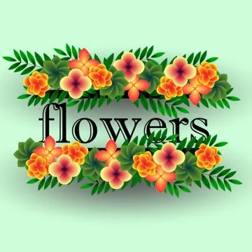 Decoration with tropical flowers Stock Illustration