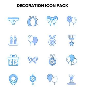 Decoration Two Colour Icons Pack Stock Illustration