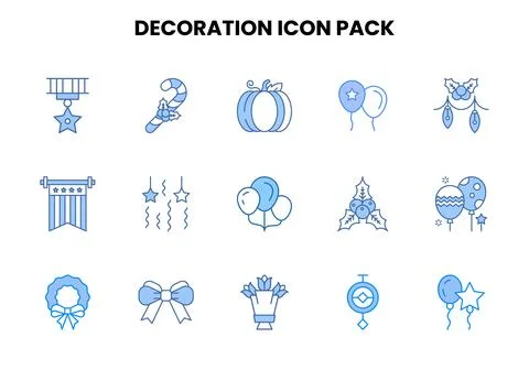 Decoration Two Colour Set Icons Pack 스톡 일러스트