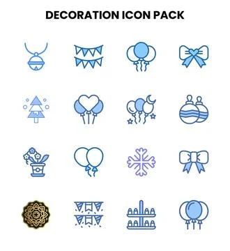 Decoration Two Colour Vector Icons Pack Stock Illustration