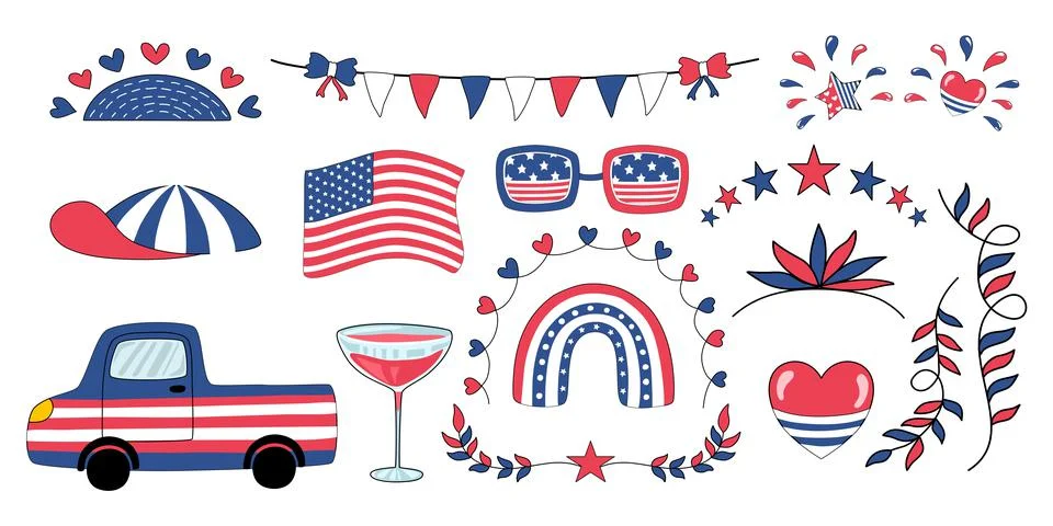 Decorations 4th of July  Stock Illustration