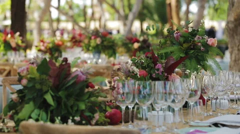 Decorations and Serving of a  Wedding Banquet Stockbeeldmateriaal 59914418
