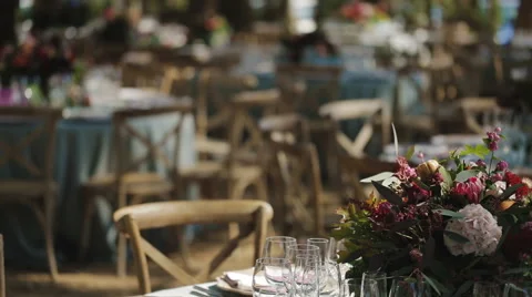 Decorations and serving the wedding table for guests Stock Footage 59860450