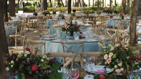 Decorations and serving the wedding table for guests Stock-Footage 59912350