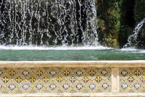 Decorations around a waterfall Foto stock