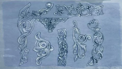 Decorations in bas-relief edges Stock Illustration