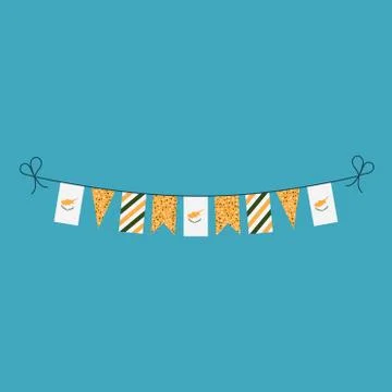 Decorations bunting flags for Cyprus national day holiday in flat design Stock Illustration