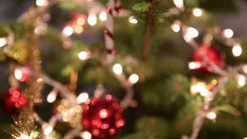 Decorations on the Christmas tree Stockbeeldmateriaal 69888716