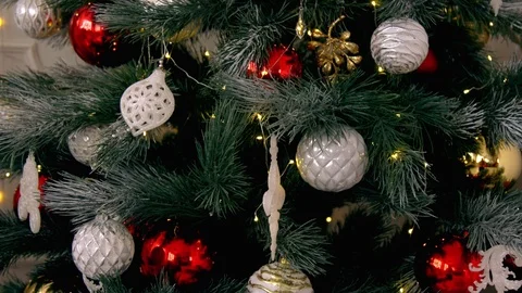 Decorations on the Christmas tree Stock Footage 98516628