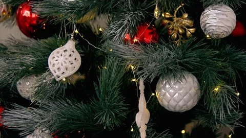 Decorations on the Christmas tree Stock Footage 98516728