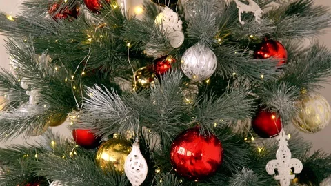Decorations on the Christmas tree Stock Footage 98516866