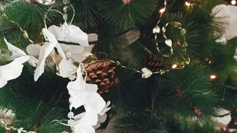 Decorations on the Christmas tree. Stock Footage 145969343