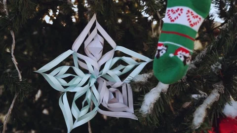 Decorations on the Christmas tree Stock Footage 223032300