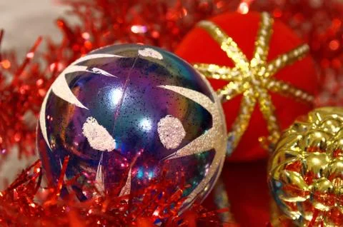 Decorations for a christmas tree Stock Photos