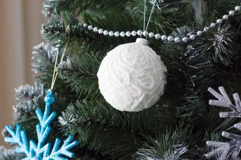 Decorations on the Christmas tree Stock Photos