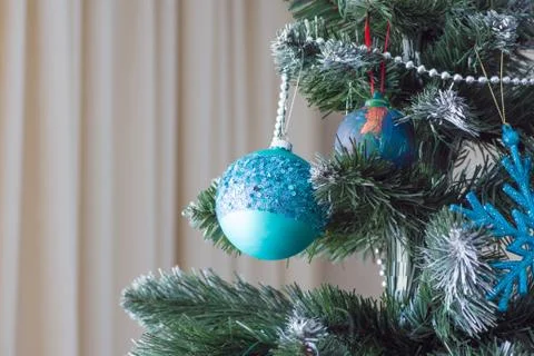 Decorations on the Christmas tree Stock Photos