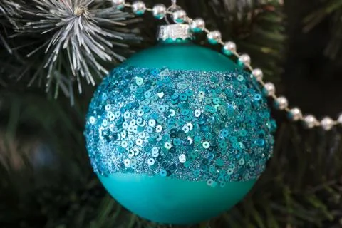 Decorations on the Christmas tree Stock Photos