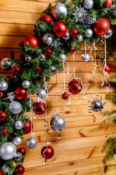 Decorations on a Christmas tree. Stock Photos