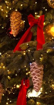 Decorations on the Christmas tree. Stock Photos