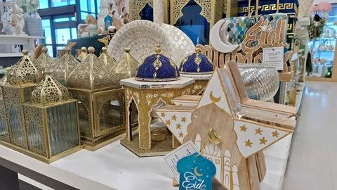 Decorations for Eid Al-Adha are Displayed Indoors 스톡 사진