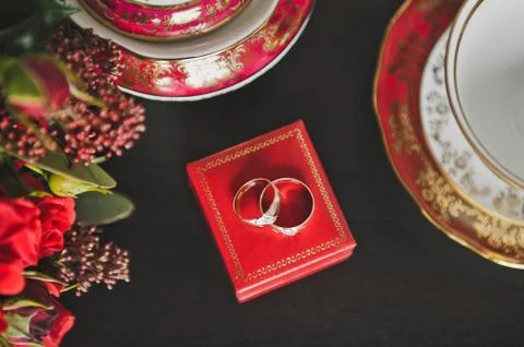 Decorations in the form of rings in a chic setting 7987. Stock Photos