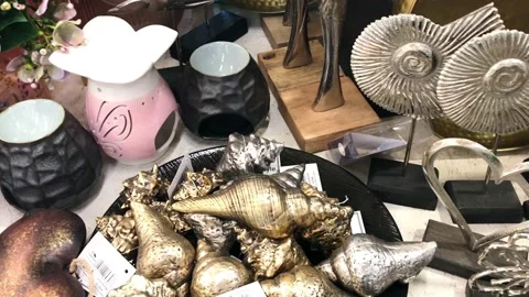 Decorations for garden or home inside store Stock Footage 205532466