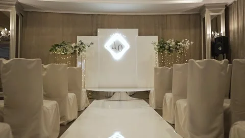 Decorations for an indoor wedding ceremony Stock Footage 314525322