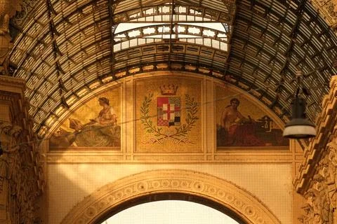 Decorations inside the Milan Gallery Stock Photos
