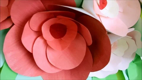 Decorations made from paper flowers Stock Footage 77861468