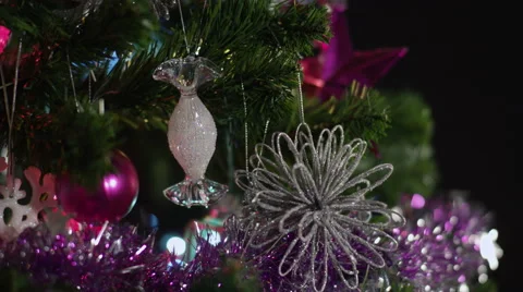 Decorations New Year tree. Loopable defocus Video stock 55972947