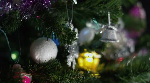Decorations New Year tree. Loopable defocus Video stock 55974203