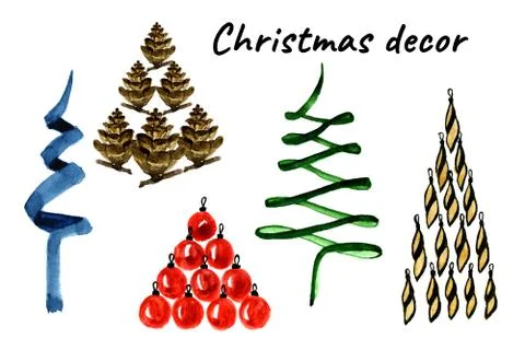 Decorations shaped as Christmas trees Stock Illustration