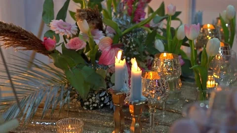 Decorations on the wedding table Video stock 172449685