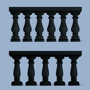 Decorative 3d balustrade silhouettes Stock Illustration