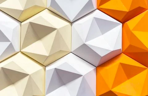 Decorative 3D panel in a modern interior. 3D geometric background. Stock Photos